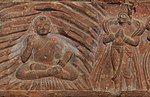 Buda assistit per Indra a la Cova Indrasala, Mathura, 50-100 e.c.