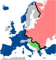 L'Europe coupée en deux par le « rideau de fer ».