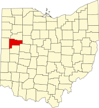 Округ Оґлез на мапі штату Огайо highlighting