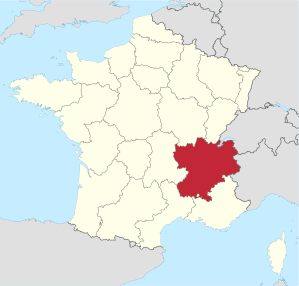 Lage der früheren Region Rhône-Alpes in Frankreich