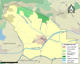 Carte en couleurs présentant l'occupation des sols.