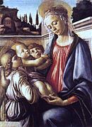 La Vierge à l'Enfant avec deux anges, Sandro Botticelli, vers 1469.