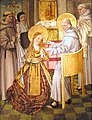 Franciscus van Assisi neemt Clara van Assisi de kloostergelofte af