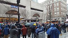 The New England Patriots Victory Parade on Boylston Street in Boston, Massachusetts Tuesday February 7, 2017.