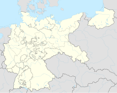 Mapa konturowa Rzeszy Niemieckiej, w centrum znajduje się punkt z opisem „Stalag VIII A”