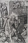 Christ in Limbo label QS:Len,"Christ in Limbo" label QS:Lpl,"Chrystus w otchłani" label QS:Lnl,"Christus in het voorgeborchte" . 1521. engraving. 11.5 × 7.5 cm (4.5 × 2.9 in). Rotterdam, Museum Boijmans Van Beuningen.