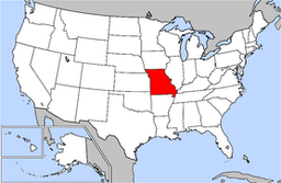 Karta över USA med Missouri markerad