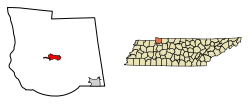 Location of Dover in Stewart County, Tennessee.