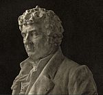 Agrandissement d’une partie d’une héliogravure de Félix Thiollier d’après un buste de Pierre Aubert.