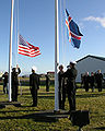 Image 13The flag of Iceland being raised and the flag of the United States being lowered as the U.S. hands over the Keflavík Air Base to the Government of Iceland. (from History of Iceland)