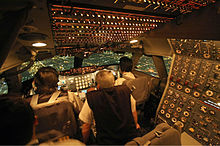 A view of an early-production 747 cockpit