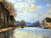 Sisleys Vue du canal Saint-Martin (1870), waarbij de aandacht voor licht, lucht en water opvalt.