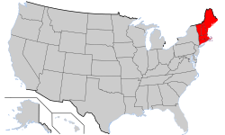 Location o New Ingland (reid) in the Unitit States