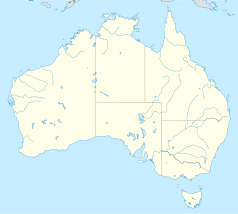 Mapa konturowa Australii, u góry znajduje się punkt z opisem „Ngukurr”