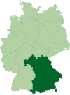 Map of Germany: Position of Bavaria highlighted