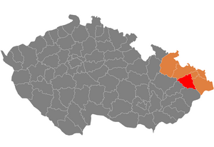 Vị trí huyện Nový Jičín trong vùng Moravia–Silesia trong Cộng hòa Séc