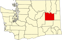 リンカーン郡の位置を示したワシントン州の地図