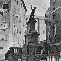 La statua di Balilla in una foto d'epoca