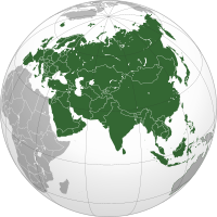 Ligging van Eurasië op 'n wêreldkaart