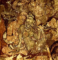 A painting from Cave 1. This cave features, states Spink, superb murals and imperial quality paintings.[1]