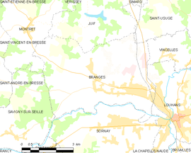 Mapa obce Branges