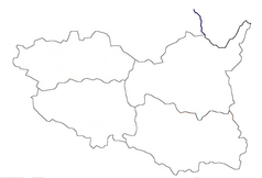 Mapa konturowa kraju pardubickiego, u góry po prawej znajduje się ikonka zamku z wieżą z opisem „Zamek Litice”