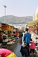 Hoe (Korean raw fish dish) restaurants in the market