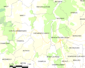 Poziția localității Chevannes-Changy