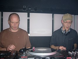The duo behind a record table