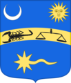 Fascia convessa di oro caricata dei 2 segni zodiacali di nero riguardanti lo scorpione e la bilancia accompagnata in capo nel cantone sinistro da un sole raggiante di oro nel cantone sinistro da una luna montante d'argento ed in punta da una cometa sempre di oro posta in fascia con la coda a destra