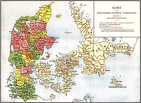 Karta srednjovjekovne podjele Danske na Herrede