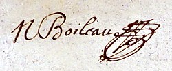 Nicolas Boileau-Despréauxʼ signatur