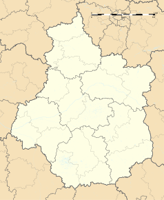 Mapa konturowa Regionu Centralnego-Doliny Loary, na dole po lewej znajduje się punkt z opisem „Ciran”