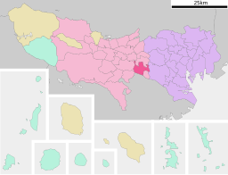 Chōfus läge i Tokyo prefektur