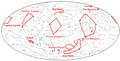 Some major asterisms, featuring many of the brightests stars in the night sky on a celestial map.