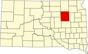 Map of South Dakota highlighting Spink County