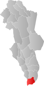 Mapa do condado de Hedmark com Eidskog em destaque.