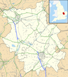 Mapa konturowa Cambridgeshire, po prawej znajduje się punkt z opisem „Katedra w Ely”