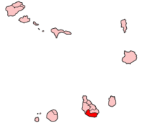 Peta Tanjung Verde menunjukkan lokasi Praia