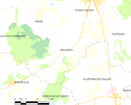 Mapa obce Sauvagny