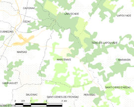 Mapa obce Marcenais