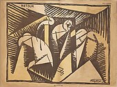 Albert Gleizes, 1915, Retour de Bois-le-Prêtre, wood engraving, 39 x 50 cm, published in Le mot, n. 20, 1 July 1915