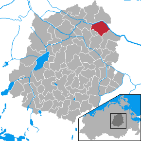 Poziția Bentzin pe harta districtului Demmin
