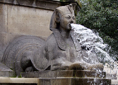 Sphinx at base of the Fontaine du Palmier