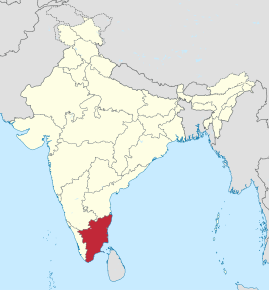 Kart over Tamil Nadu