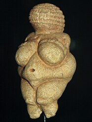 De Venus van Willendorf, in 1908 gevonden in Oostenrijk. Het is gedateerd tussen 24.000 en 22.000 v.Chr.