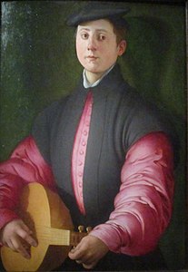 Portrait d'un joueur de luth (1529-1530), Pontormo, huile sur bois 81,2 × 57,7 cm), collection Alana, Newark (Delaware).