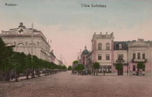 Ulica Lubelska (obecnie Żeromskiego na wysokości placu Sobornego, obecnie Konstytucji 3 Maja) ok. 1915