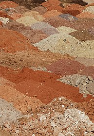 Decorative image of bright red colored soil
