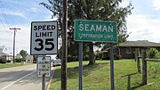 Seaman corporation limit sign.